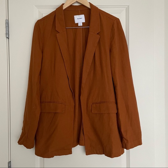 Old Navy linen-blend blazer in burnt ginger color size M - Picture 2 of 6